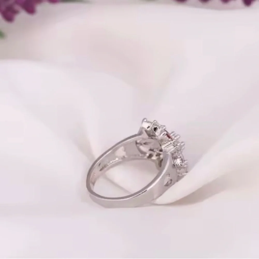 S925 Fashion Ring With Silver Colorful Cubic Zirconia.